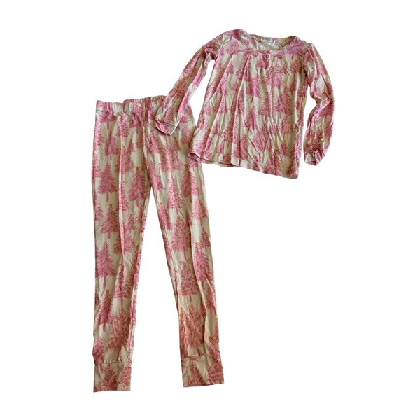 Tullabee Other - Tullabee Toddler Girls Bamboo Pajamas Set Long Sleeve Pink Winter Trees Size 5-6